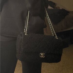 Chanel Black Tweed Shoulder Bag